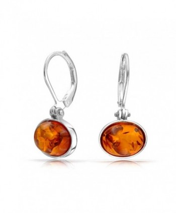Bling Jewelry Oval Synthetic Amber Sterling Silver Dangle Leverback Earrings - CU11B4F22IF
