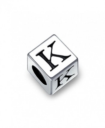 Bling Jewelry 925 Sterling Silver Block Letter K Charm Bead - CY11566193H