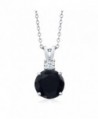 Sterling Silver Black Onyx & White Topaz Women's Pendant Necklace (3.14 cttw- With 18 Inch Silver Chain) - CE118WEO397