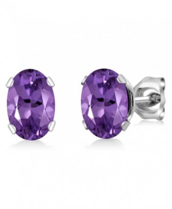 1.50 Ct Oval Shape Purple Amethyst Sterling Silver Stud Earrings - CH117805831