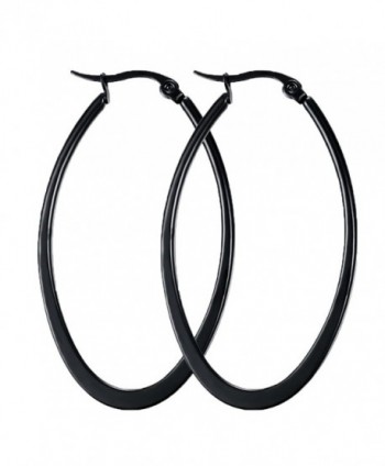 Stainless Steel Hoop Earrings Large Endless Earrings for Women（Black ） - CF183RLU9ZI