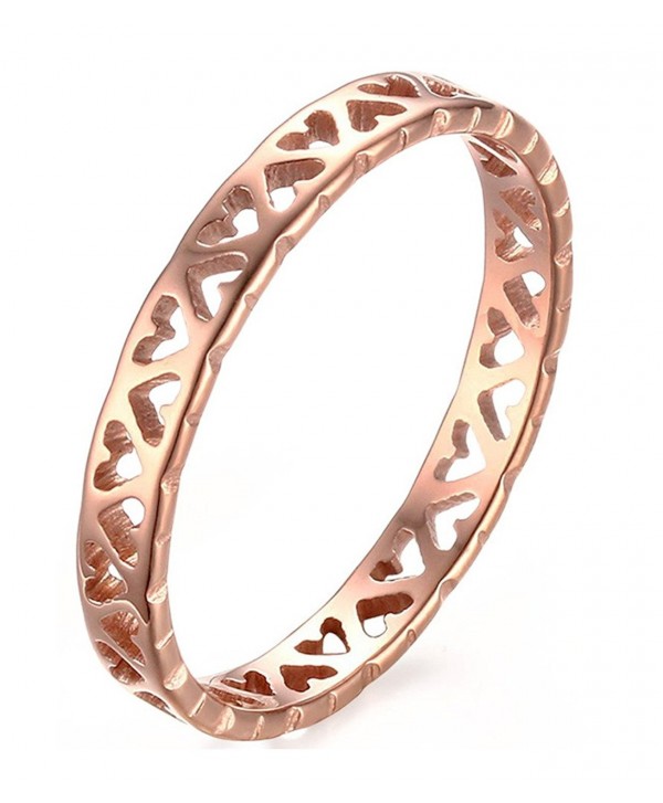 Stainless Steel Tiny Hollow Hearts Band Ring-3mm Rose Gold-Size 7 - C3184C2TR5Q