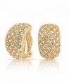 Bling Jewelry Crystal Beaded Gold Plated Brass Half Hoop Clip On Earrings - CH118L0HRXL