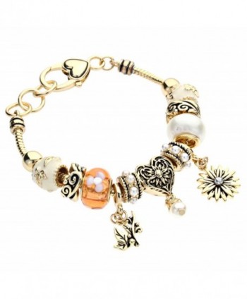 Rosemarie Collections Women's Glass Bead Charm Bracelet "Harvest Heart" - CX11AXB2HIP