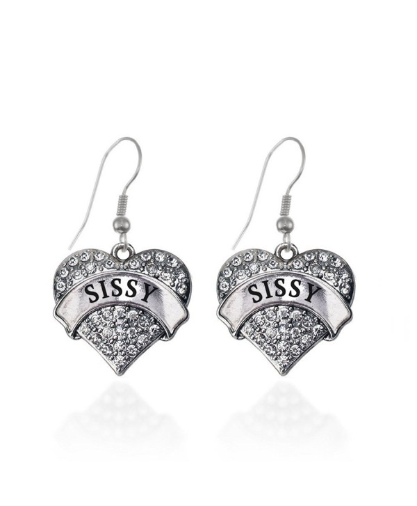 Sissy Pave Heart Earrings French Hook Clear Crystal Rhinestones - CM1240KXPFT