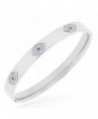 Stainless Steel White Blue CZ Evil Eye Protection Bangle Bracelet- 7.5" - White - CP17XSS9NEU
