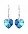 YFN Dangles 925 Sterling Silver Ocean Blue Heart Love Dangle&Drop Earrings Jewelry - Blue - CT182W7TD34