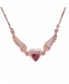 Women's Rose Gold Dream Heart With Angel Wings Love Fashion Necklace - Red - C0188KH6TDG