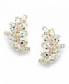 Mariell 14K Gold Plated CZ Clip Earrings with Marquis-Cut Clusters - Bridal- Wedding & Mother of Bride - CB12JGUEQ51