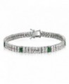 Bling Jewelry Simulated Emerald CZ Baguette Tennis Bracelet Rhodium Plated - CJ11B9MTAVT