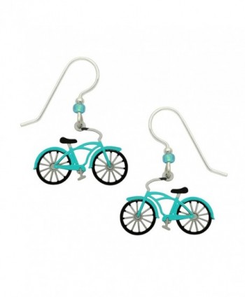 Sienna Sky Vintage Aqua Blue Bike Hand Painted Earrings with Gift Box Made in USA - CH12NAZ25KL