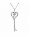 Diamond Key to Her Heart Pendant-Necklace in Sterling Silver on an 18" Chain - C211BY0CIVL