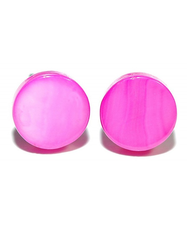 10mm (3/8") ROUND BRIGHT HOT PINK SHELL STUD EARRINGS (S238) - CM12GZ7K0RB