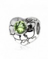 Jovana Sterling Silver Love Hearts Bead Charm with Peridot Gemstone (August Birthstone)-Fits Pandora Bracelet - C0116DSTM2H