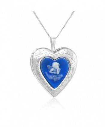 Sterling Silver Simulated Cameo Little Angel Heart Locket Necklace- 18" By Regetta Jewelry - CS1827SMOHX