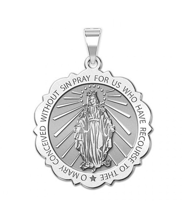 Miraculous Medal Scalloped Round Sterling - sterling-silver - C911KQ2G7BF