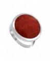 Gem Avenue 925 Sterling Silver 17mm Round Red Coral Gemstone Ring - C712E4G3KV3