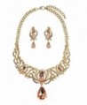 Dangling Imperial Design Stone Necklace and Earrings Set - Brown/Gold-Tone - CB127Q86Q7L