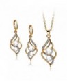 Choker Gold/silver Plated Crystal Necklace Drop Earrings Set Pearl Jewelry Set Wedding Jewelry for Women - Orange - CE1202IW5C7