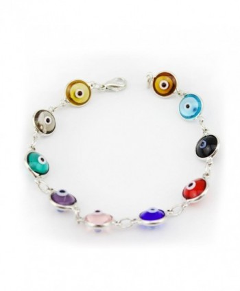 Colorful Mini Evil Eye Style 7.9 Inches Round Beads Clasp Bracelet - CG11AXP623R