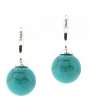 Sterling Silver Simulated Turquoise Ball Stud Post Earrings - C8110DNZ5UB