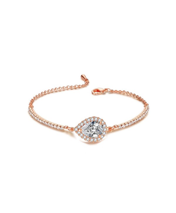 SPILOVE Serend Jewelry Elegant Teardrop Cubic Zirconia Link Bracelet for Women Rose Gold Plated - C012N2L8BDU