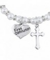 Lux Accessories Silvertone FauxPearl Communion in Women's Strand Bracelets