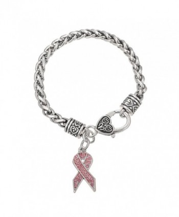 Crystal Breast Awareness Lobster Bracelet