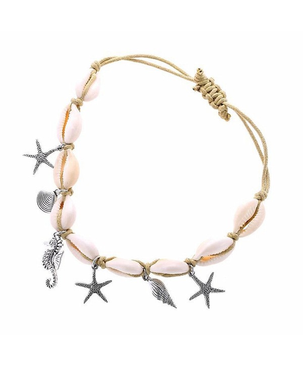 INSANEY Starfish Charm and Turquoise Pearl Bead Link Anklet - A:shell - CR186IIYS3X
