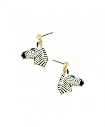 Liavy's Zebra Fashionable Earrings - Enamel - Dangle Post - Sparkling Crystal - Unique Gift and Souvenir - CE12H0O4GRX