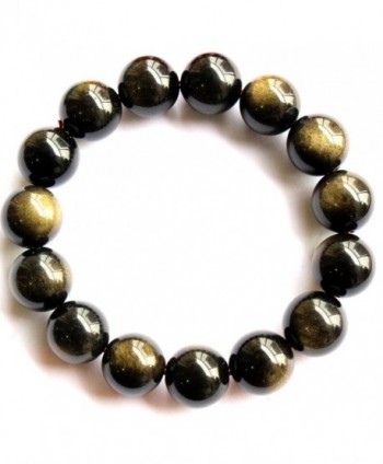 Natural 5a Grade golden sheen obsidian Round Gem Beads Genuine Gemstones Stretch Beads Bracelet - C512EXIA2D5