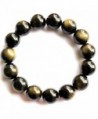 Natural 5a Grade golden sheen obsidian Round Gem Beads Genuine Gemstones Stretch Beads Bracelet - C512EXIA2D5