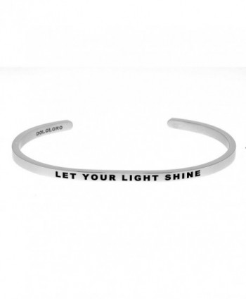 Mantra Phrase: LET YOUR LIGHT SHINE - 316L Surgical Steel Cuff Band - CI12N4PEQL3