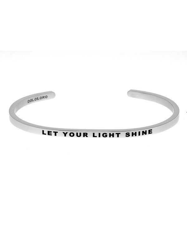 Mantra Phrase: LET YOUR LIGHT SHINE - 316L Surgical Steel Cuff Band - CI12N4PEQL3