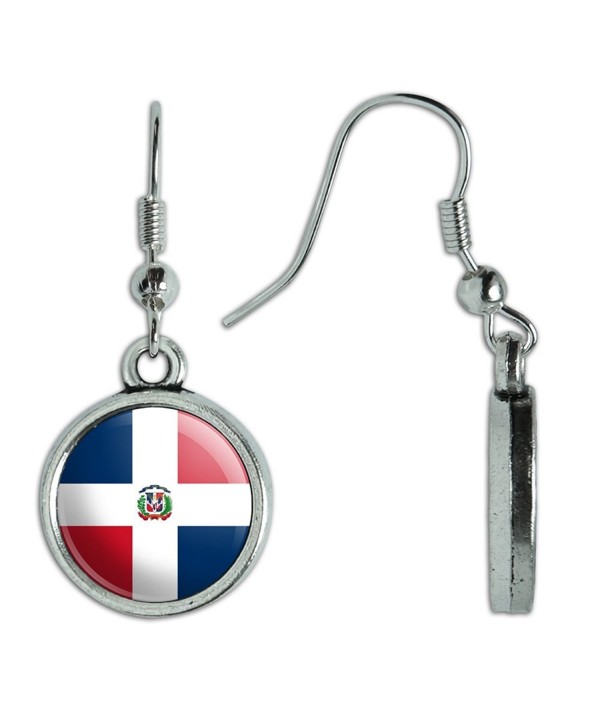 Novelty Dangling Drop Charm Earrings Country National Flag C-I - Dominican Republic National Country Flag - C012N8NB134