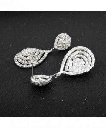 Long Way Bridal Wedding Jewelry Beautiful Dazzle Crystal Dangle Fashion 3D Earring Silver Plated - Silver - CX129O9PMK7