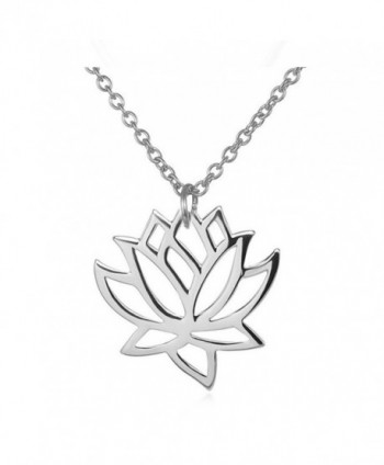 Beautiful stainless steel necklace hollow out lotus pendant yoga charm chain - CX18333NE36