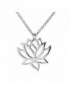 Beautiful stainless steel necklace hollow out lotus pendant yoga charm chain - CX18333NE36