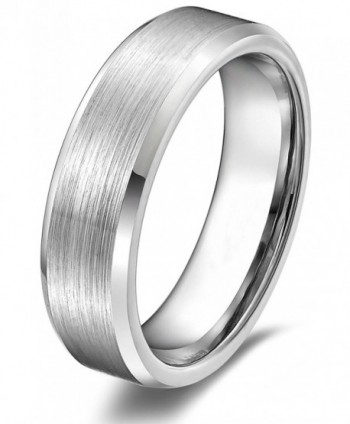 4mm 6mm 8mm Tungsten Ring for Men Women Beveled Edge Matte Silver Wedding Band - Metal-type-6mm - CA12C0CNTYB