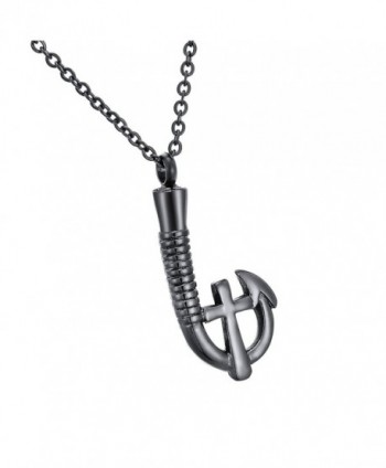 HooAMI Fish Hook Memorial Ash Urn Necklace Stainless Steel Cremation Jewelry - Black Cross - C5187R8IE7C