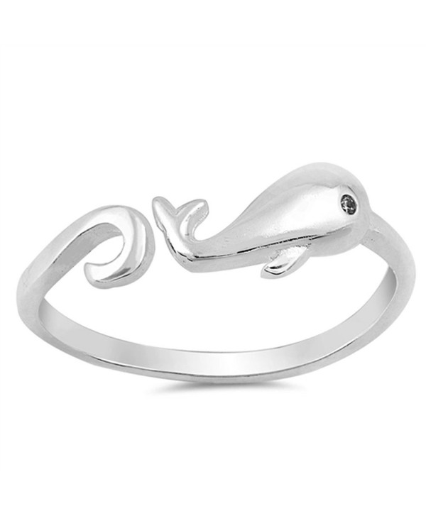 Open Whale Fish Swirl Cute Fashion Ring New .925 Sterling Silver Band Sizes 4-10 - CU12MX43CTU