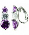 CZ-Snowman Earrings- Amethyst-Colored & Diamond-Colored CZs- Clip - CA116HCH4SD