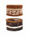Leather Bracelets Wooden Braided Perfect - Black and Brown - CS186MR6LNE