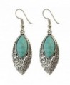 Hoxekle Vintage Simple Bohemian Carved Turquoise Earrings - Trendy Elegant Drop Earings For Women - Green - CT17X6DAYMM