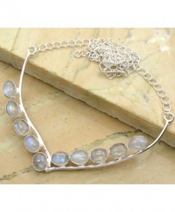 14.00ctw Genuine Rainbow Moonstone .925 Silver Plated Handmade Necklace for Women - CK11X12VXON