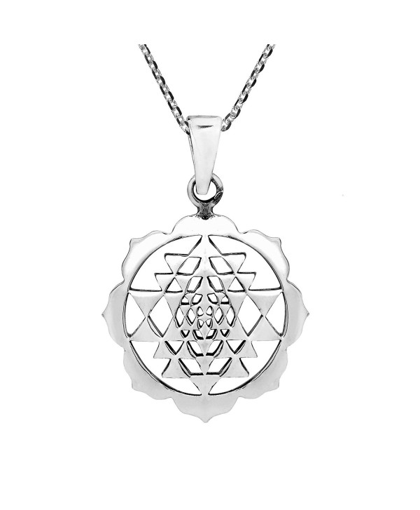 AeraVida Sri Yantra Chakra Om Geometry .925 Sterling Silver Pendant Necklace - CK12KHCMPTB