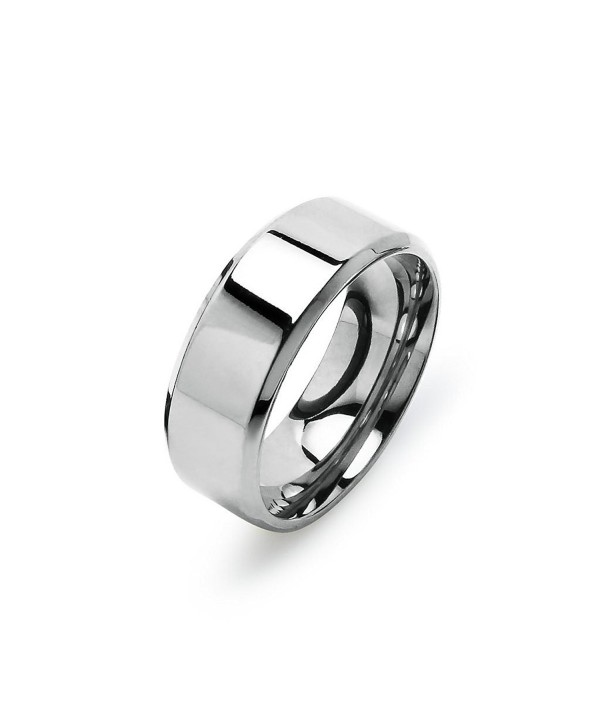 8mm Wedding Band for Men - Stainless Steel High Polish Comfort Fit Ring Sizes 5 to 13 - C4186DWQE37
