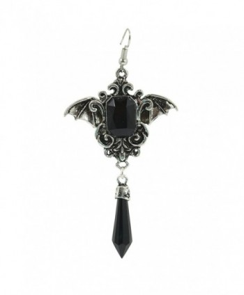 Restyle Dark Beauty Della Morte Gothic Vampire Bat Black Stone Earrings - CR12J8IH4WN