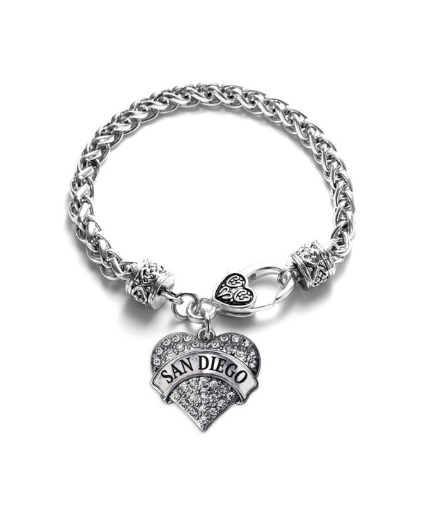 San Diego 1 Carat Classic Silver Plated Heart Clear Crystal Charm Bracelet Jewelry - CT11VDKPOPT