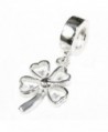 Sterling Silver Four Glover Leaves European Style Dangle Bead Charm - CZ116K3G4G7